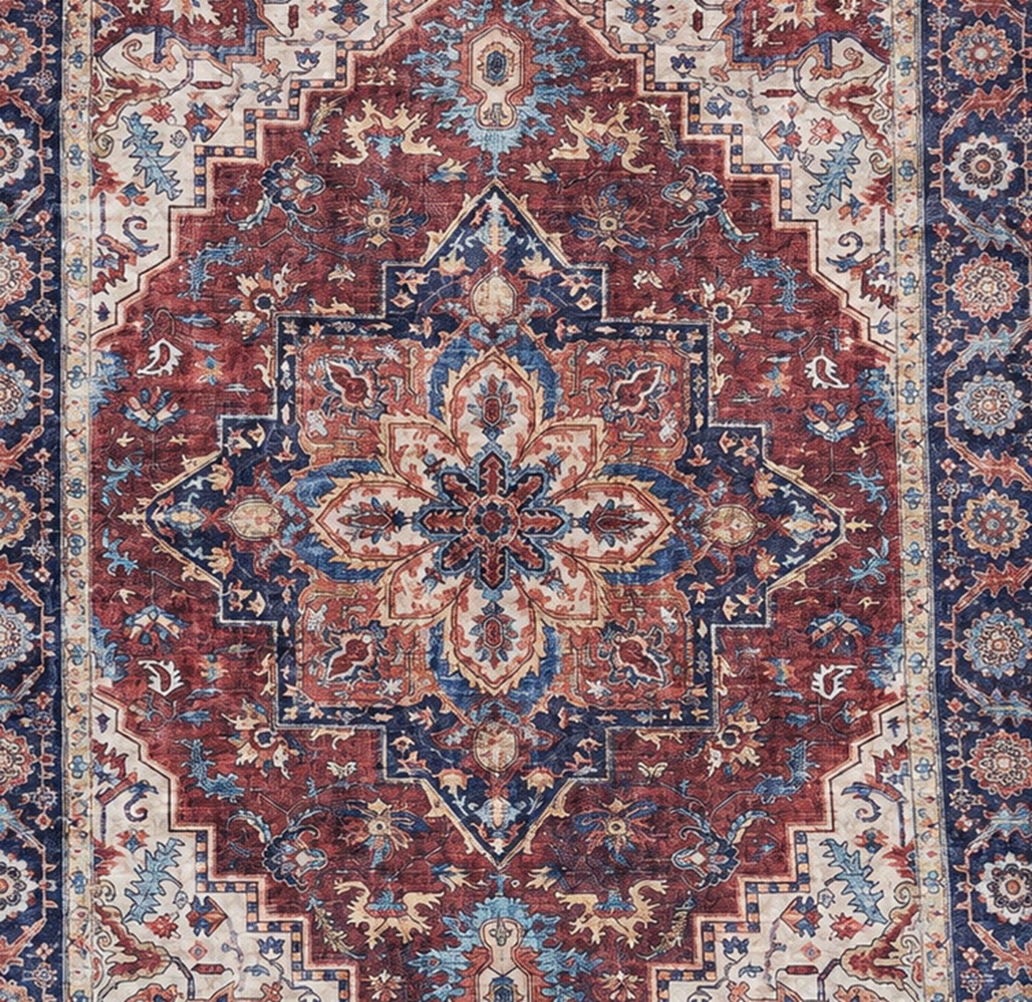 Tapis oriental vintage rouge et bleu – CAIMAS 9000