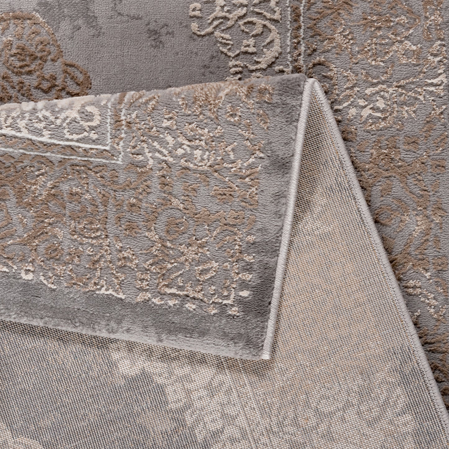 Tapis oriental LEXA 4000 Gris/Beige à médaillon
