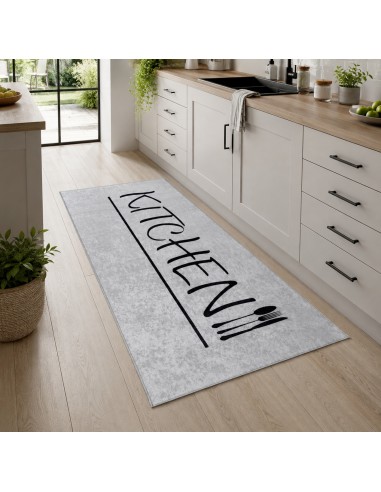 Tapis de Cuisine “KITCHEN” Gris/Noir