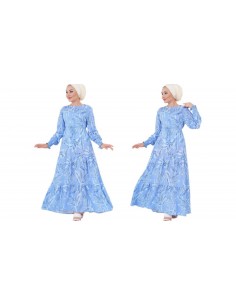 Robe Hijab à motifs - Bleu