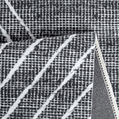 Tapis moderne gris à motifs géométriques EFE 1020 – Franges blanches