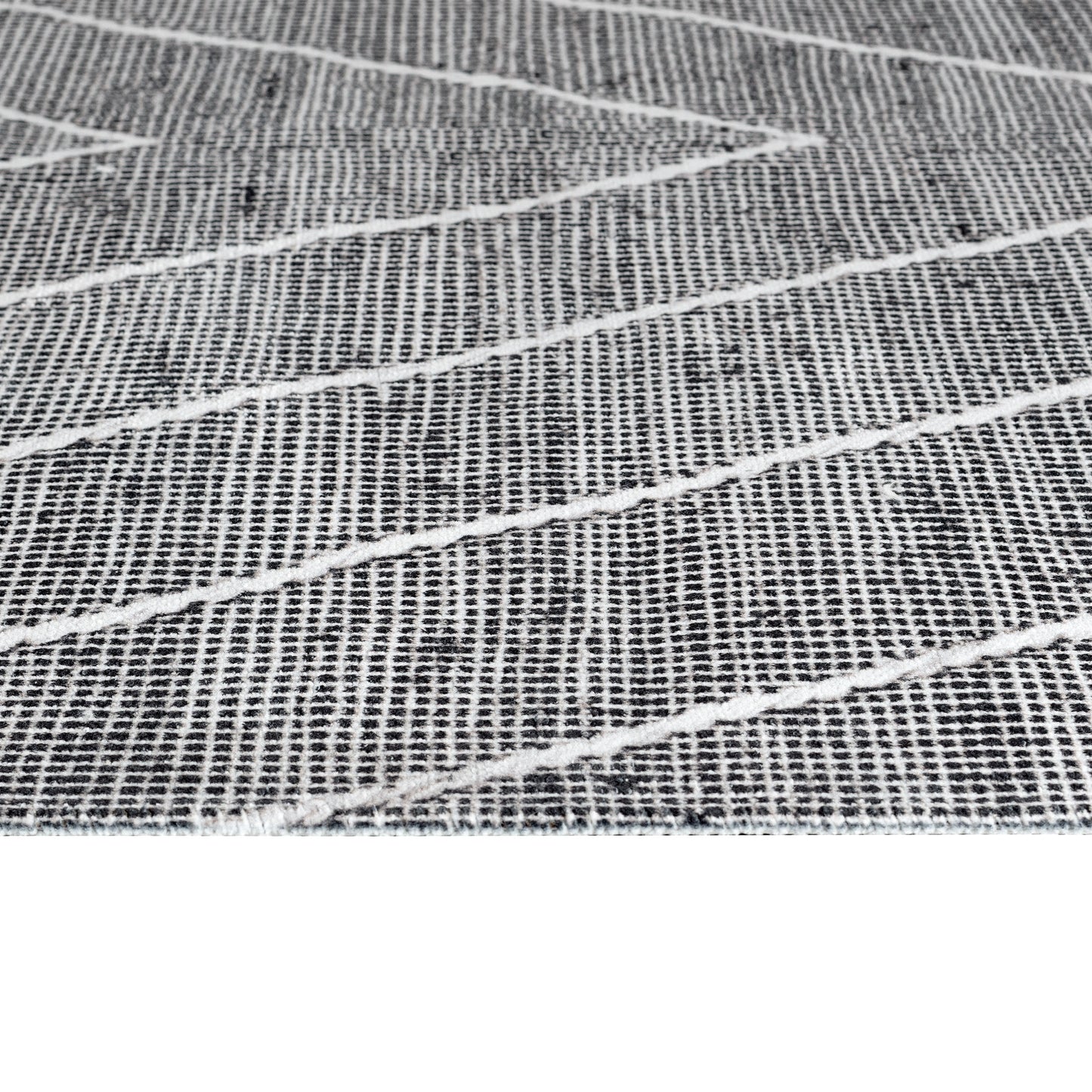 Tapis moderne gris à motifs géométriques EFE 1020 – Franges blanches