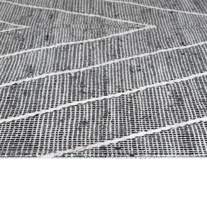 Tapis moderne gris à motifs géométriques EFE 1020 – Franges blanches