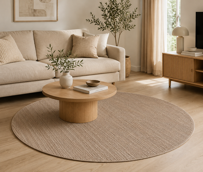 Tapis rond uni LIMA 1050 Beige – 2250 g/m²