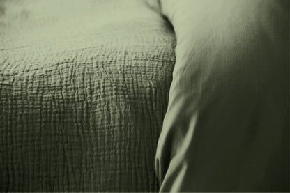 Parure de lit UNI Gaze de Coton - Kaki