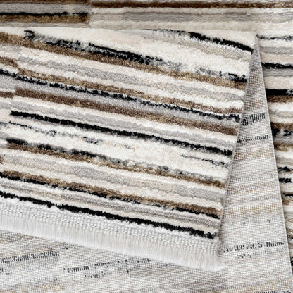 Tapis moderne beige et taupe à motif graphique