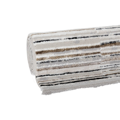 Tapis moderne beige et taupe à motif graphique