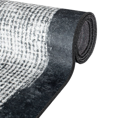 Tapis moderne 9030 Noir/Gris à bordure contrastée