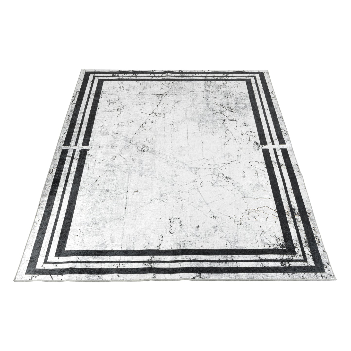 Tapis moderne 9035 Gris/Noir à bordure graphique