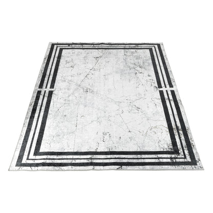 Tapis moderne 9035 Gris/Noir à bordure graphique