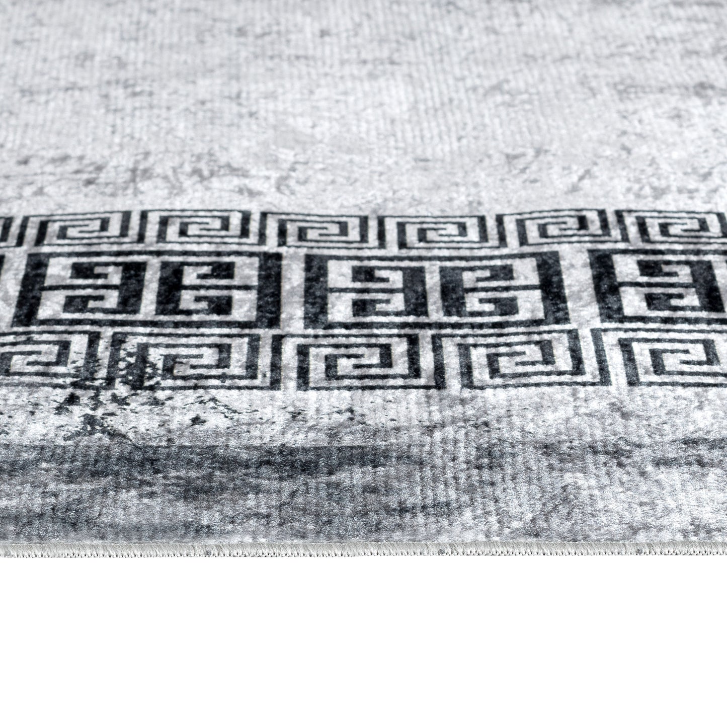 Tapis de salon 9045 Gris/Noir – Bordure grecque géométrique