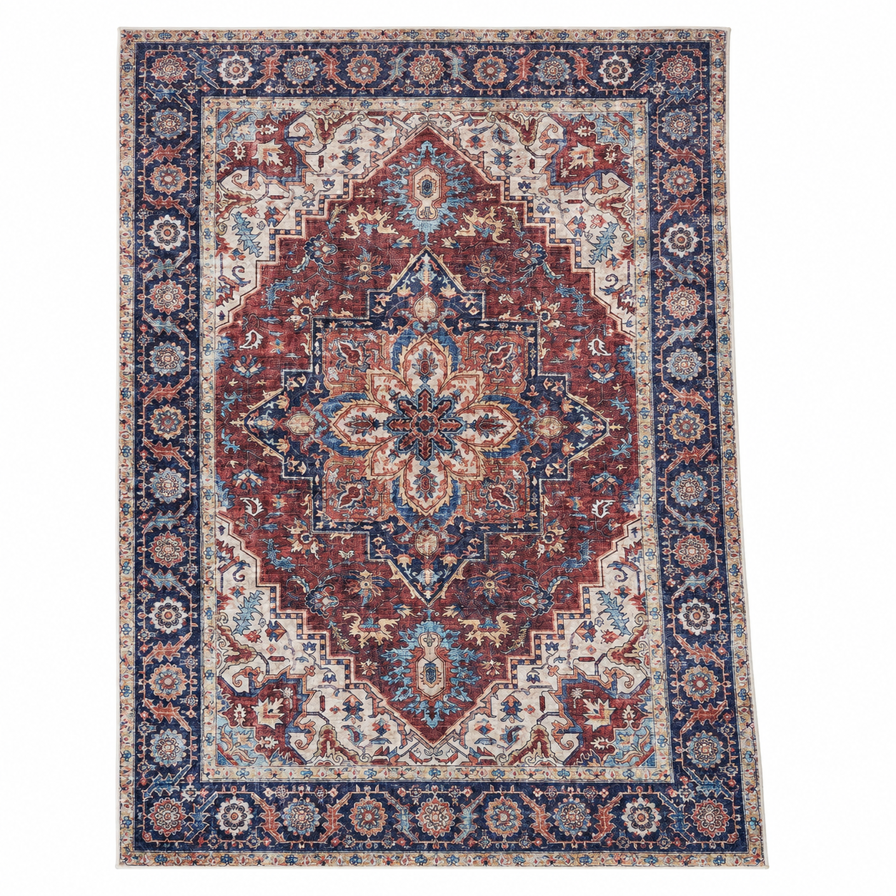 Tapis oriental vintage rouge et bleu – CAIMAS 9000
