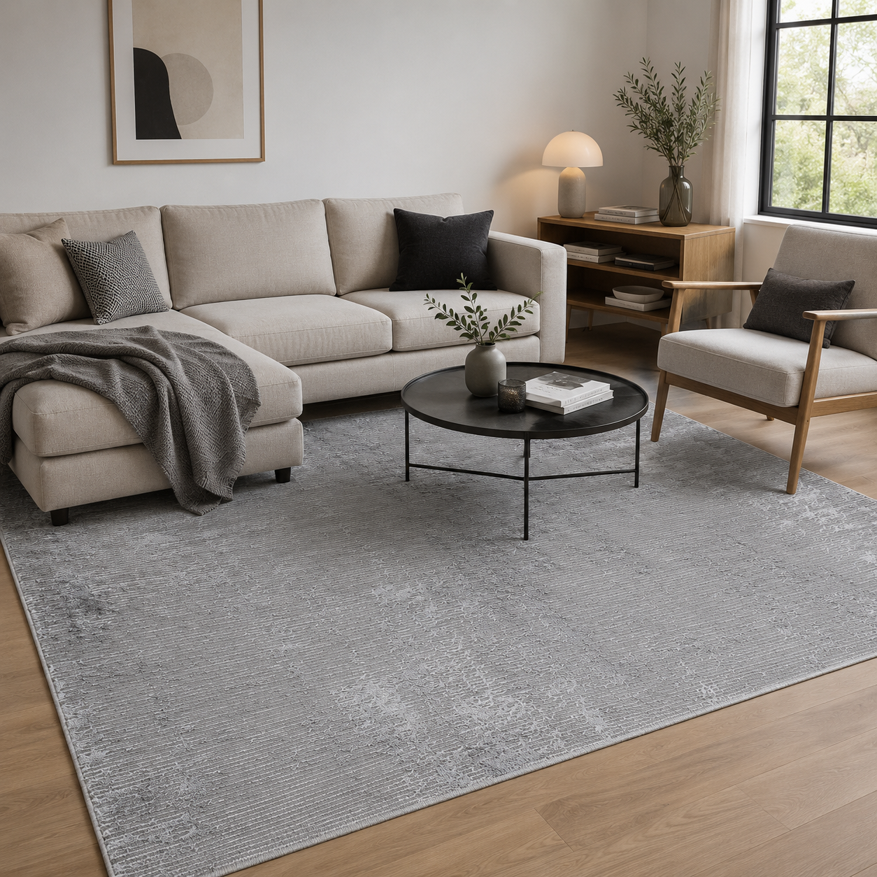 Tapis moderne gris clair texturé – ELIZA 7120