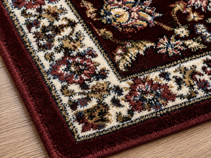 Petit tapis oriental bordeaux à motifs floraux – 40 × 60 cm