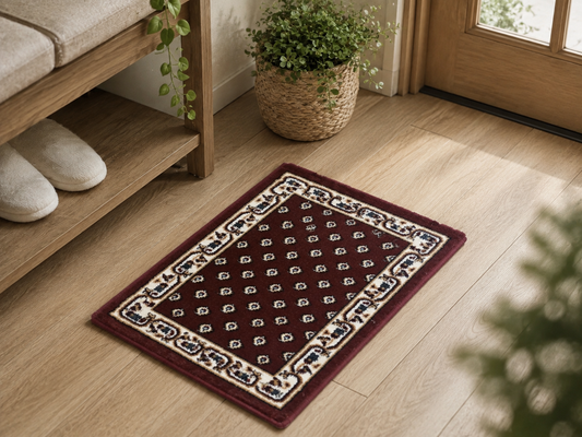 Petit tapis oriental bordeaux épais 40 × 60 cm – Motifs traditionnels