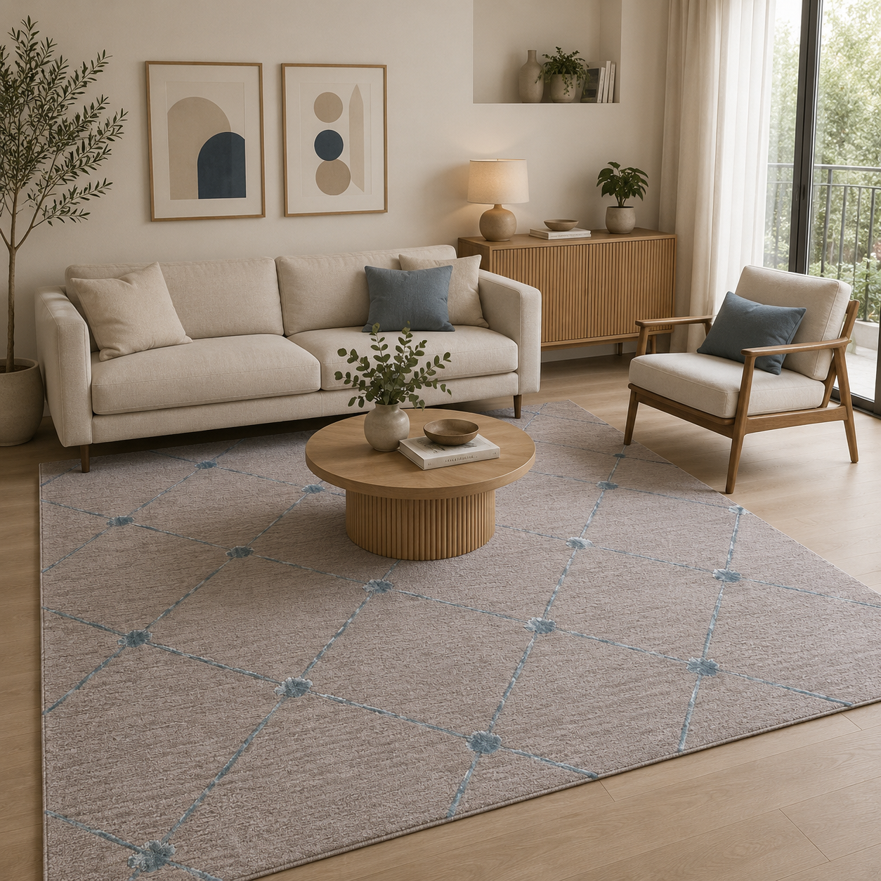 Tapis LARA 702 Bleu/Gris – Motif berbère