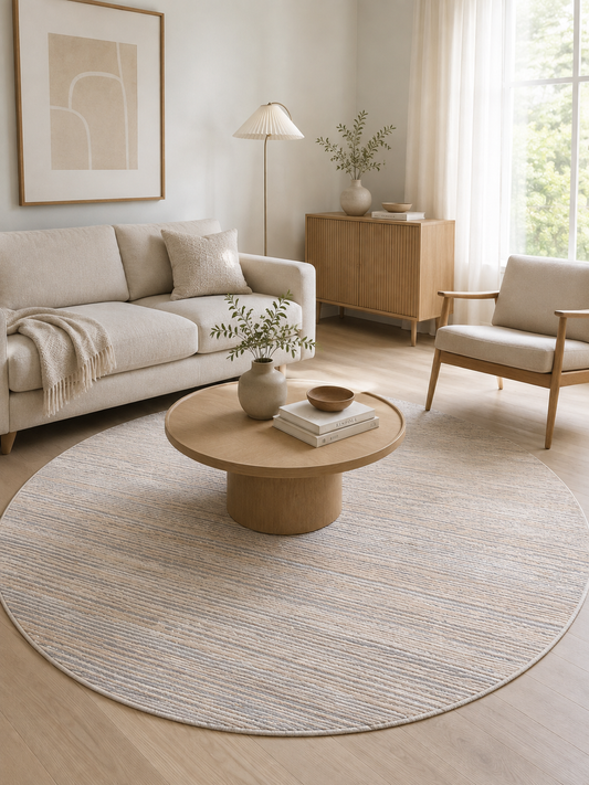 Tapis rond uni LIMA Beige/Gris – 2250 g/m²