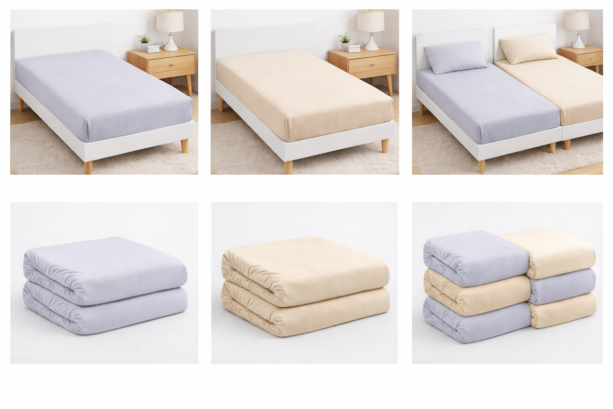Drap housse microfibre 90x190cm en lot - Multicolore - Lot de 4