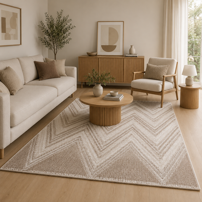 Tapis LUXURY 6500 Beige – Motif chevrons géométriques