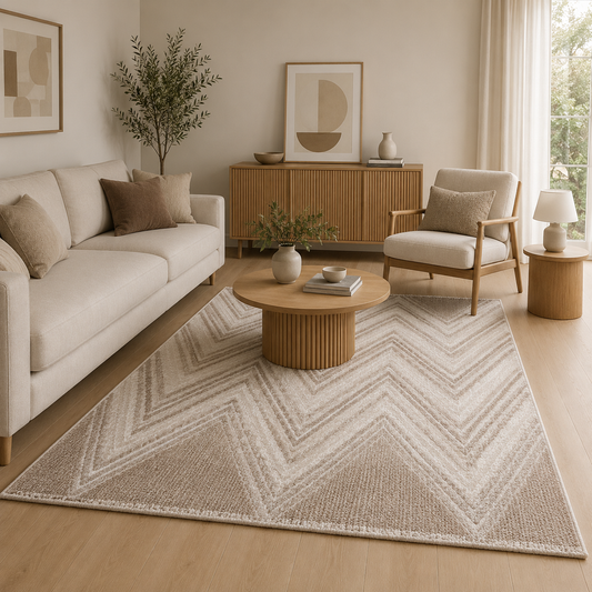 Tapis LUXURY 6500 Beige – Motif chevrons géométriques