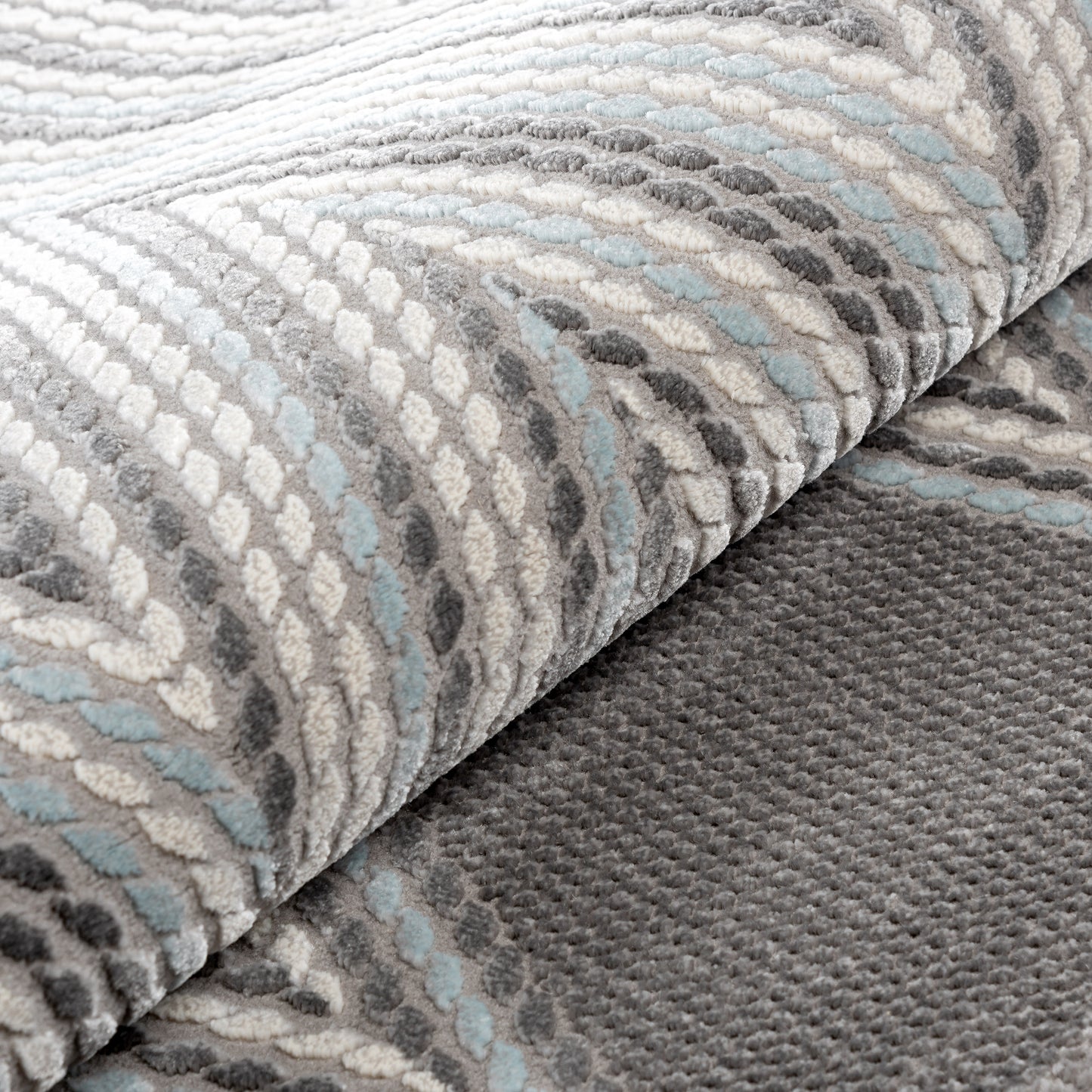 Tapis LUXURY 6500 Gris/Bleu – Motif chevrons géométriques