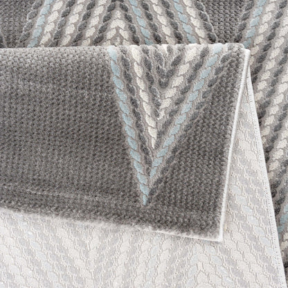 Tapis LUXURY 6500 Gris/Bleu – Motif chevrons géométriques