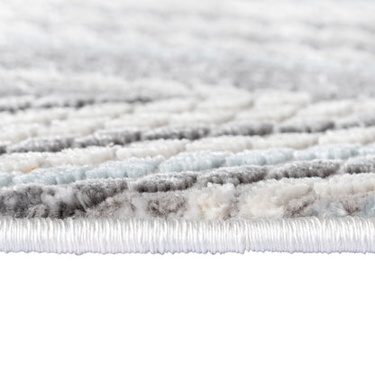 Tapis LUXURY 6500 Gris/Bleu – Motif chevrons géométriques
