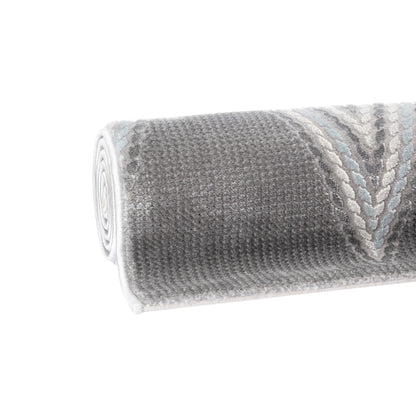 Tapis LUXURY 6500 Gris/Bleu – Motif chevrons géométriques