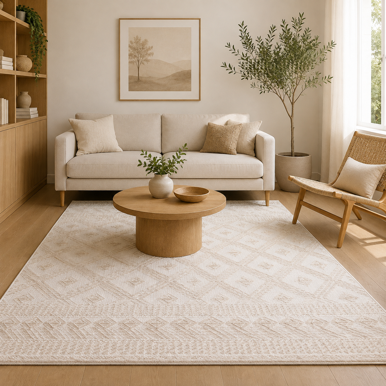 Tapis berbère LUXURY 6700 Beige à motifs géométriques