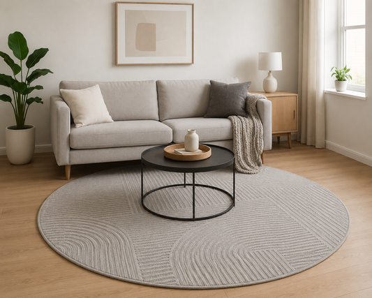 Tapis rond moderne MODA 1130 Gris – Motif graphique