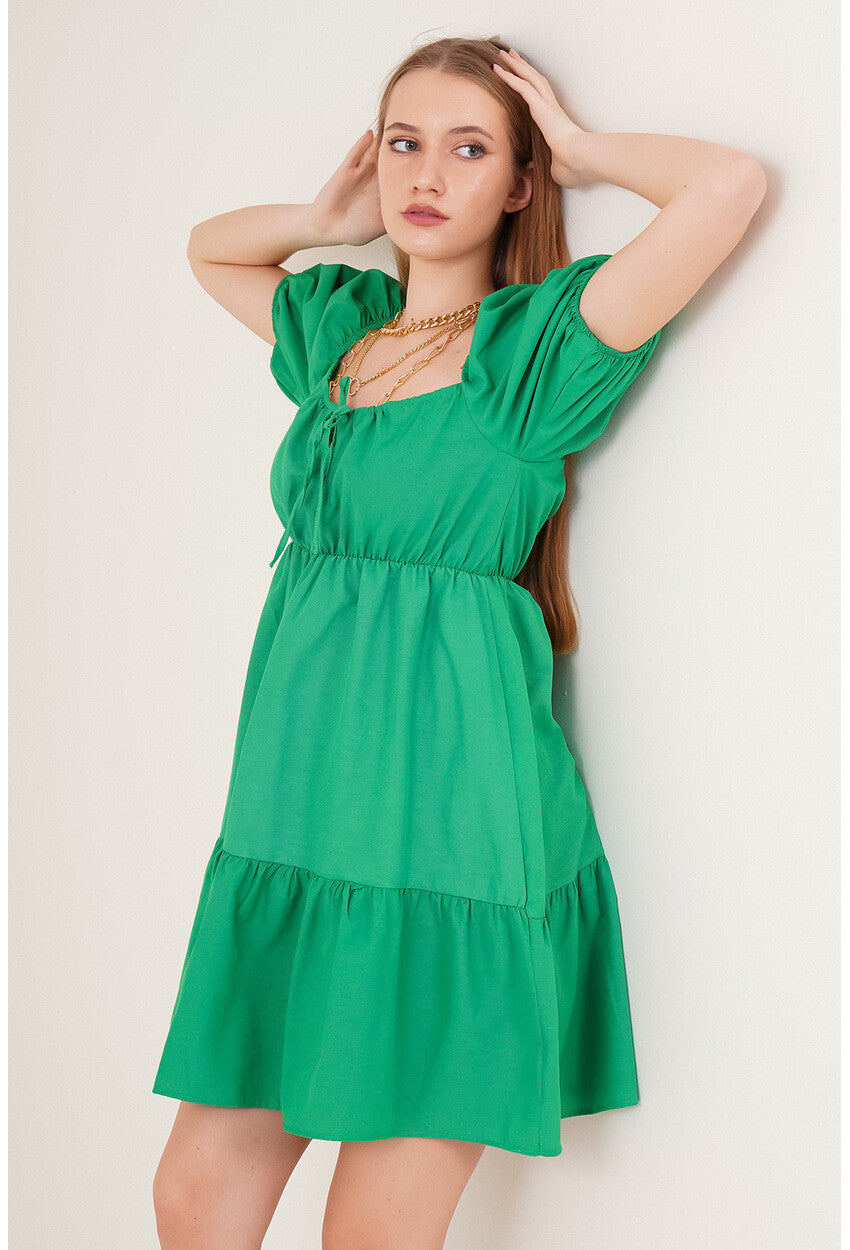 Robe Evasée en Popeline - Vert