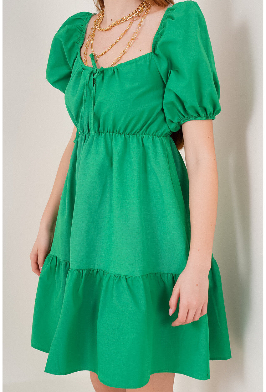 Robe Evasée en Popeline - Vert