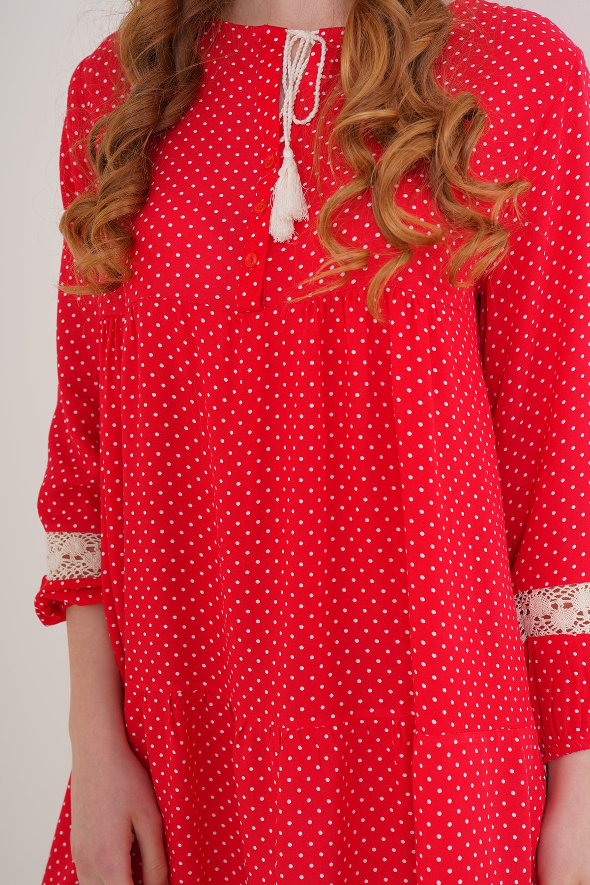 Robe Mi-longue Volanté - Rouge