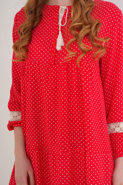 Robe Mi-longue Volanté - Rouge