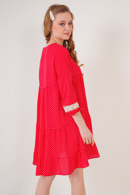 Robe Mi-longue Volanté - Rouge