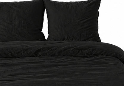 Parure de lit UNI Micro Lavée - Noir