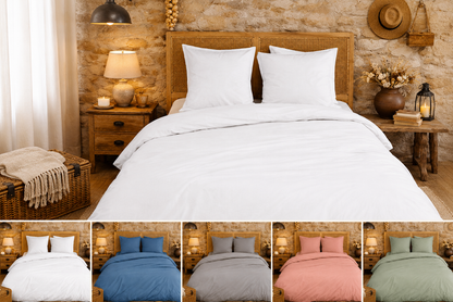 Parure de Lit en Percale de Coton 65 fils/cm² - Gris