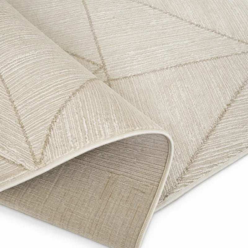 Tapis moderne crème à motifs géométriques VENUS 8083 – Franges courtes