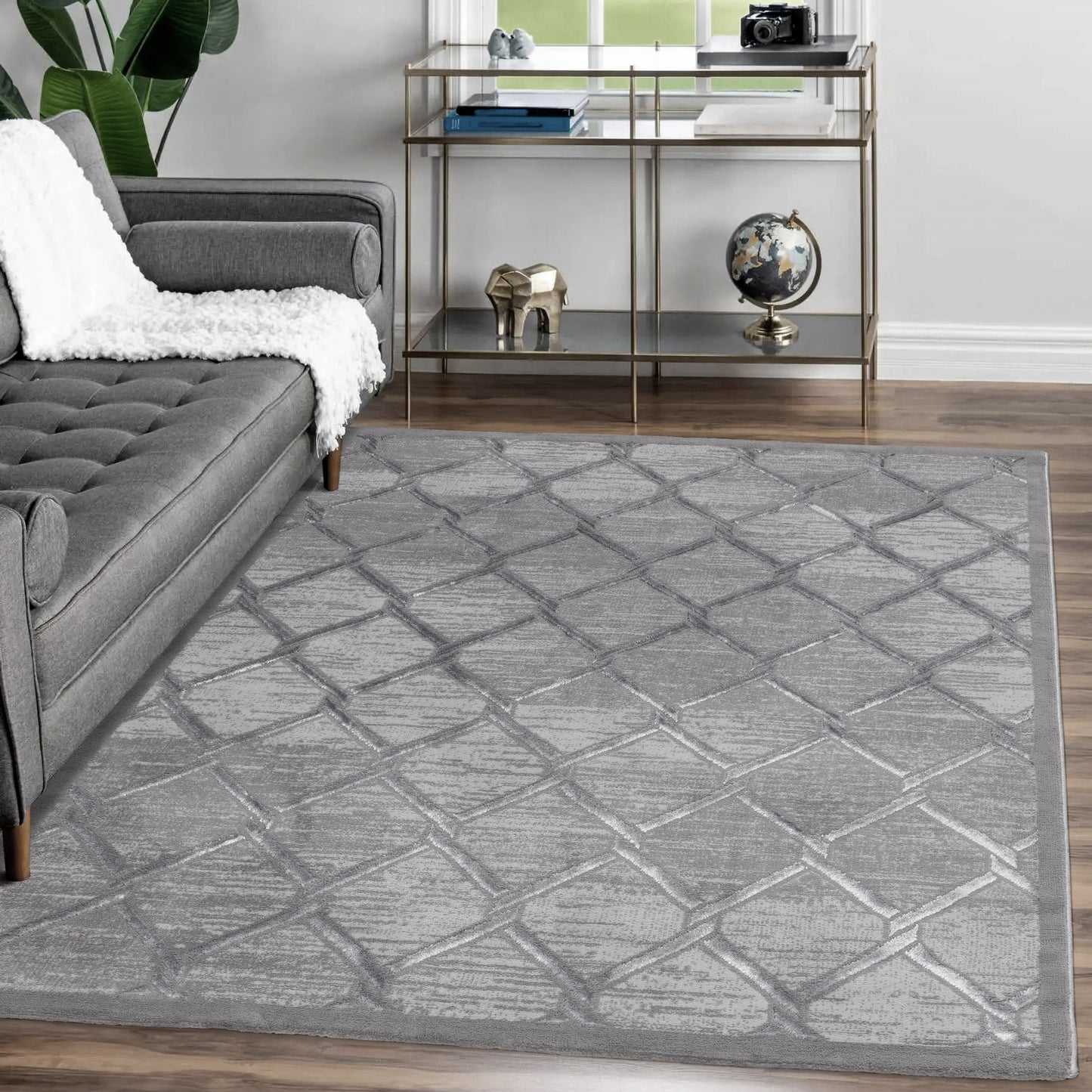 Tapis LARA 700 Gris – Motif géométrique