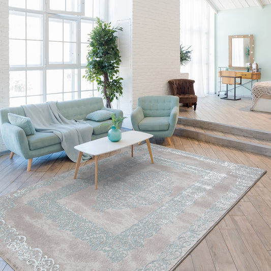 Tapis LARA 704 Bleu/Gris – Style oriental