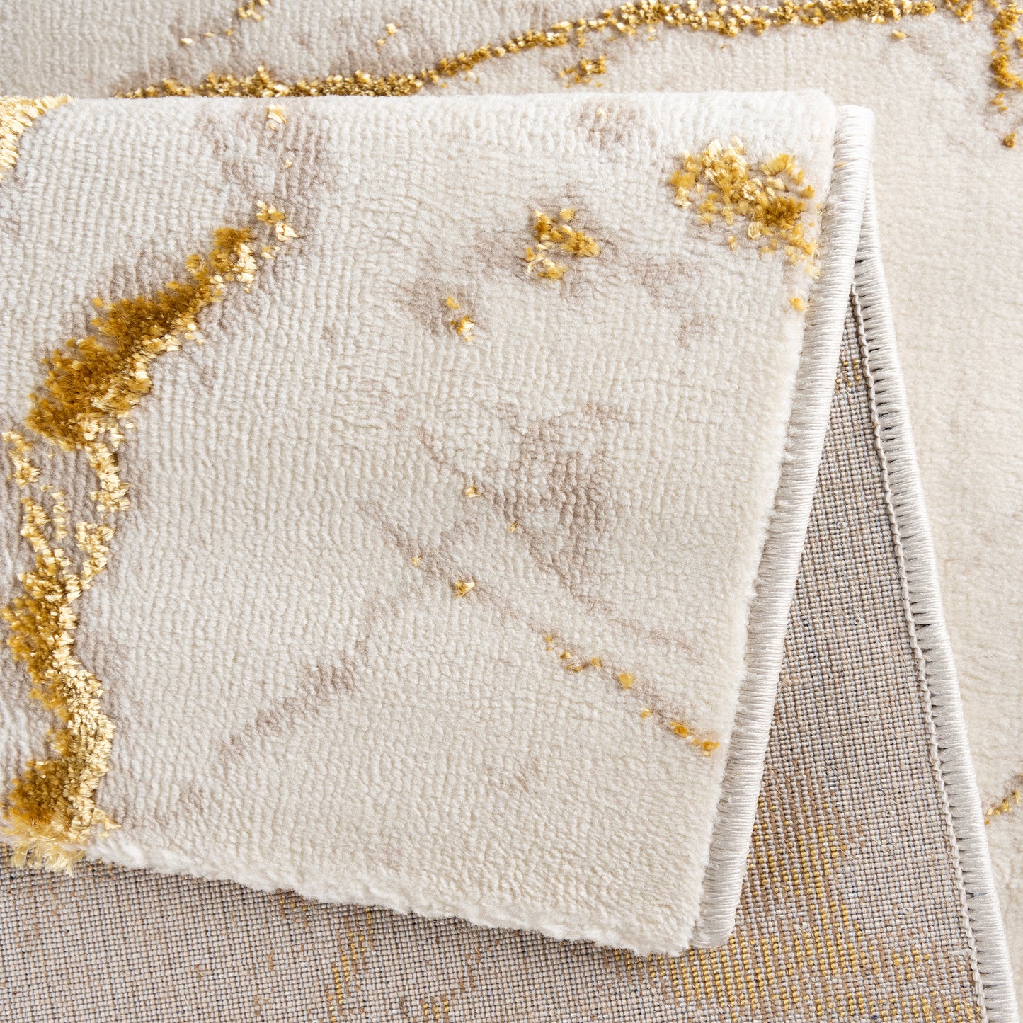 Tapis LARA 805 Beige/Doré – Effet marbre