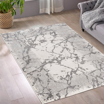 Tapis moderne LEXA 1000 Écru/Gris effet marbré