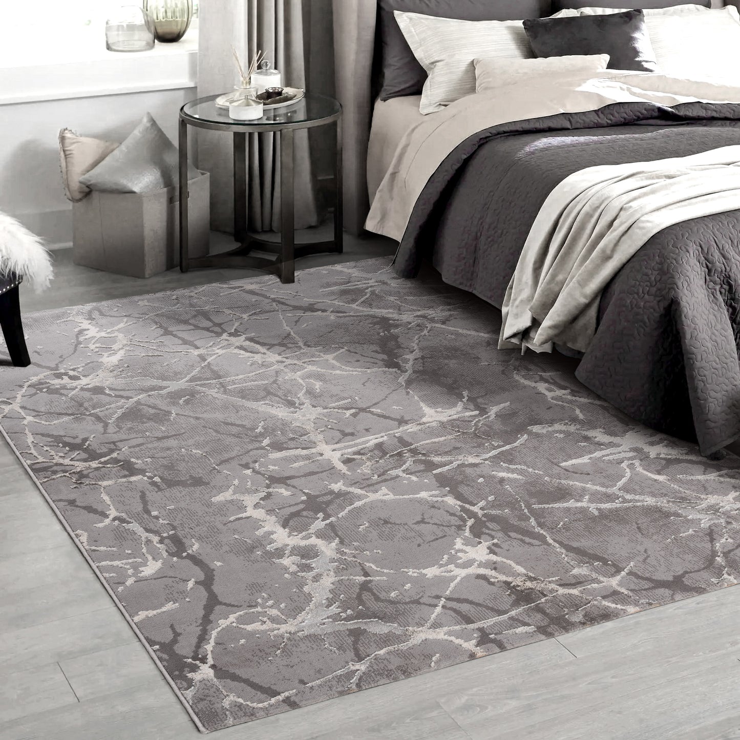 Tapis moderne LEXA 3000 Gris effet marbré