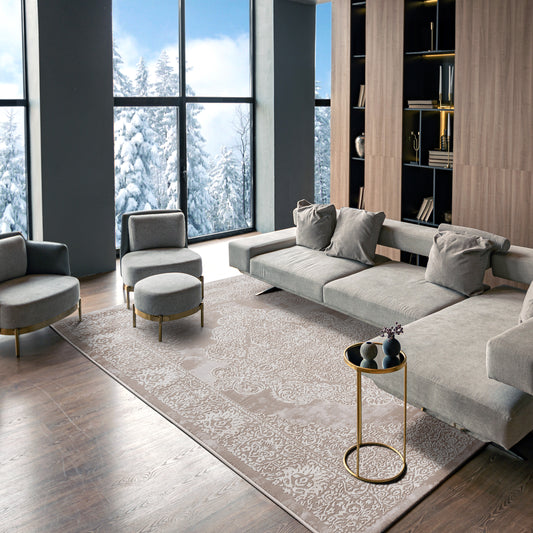 Tapis oriental LEXA 4000 Beige/Crème à médaillon
