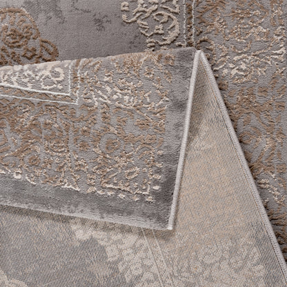 Tapis oriental LEXA 4000 Gris/Beige à médaillon