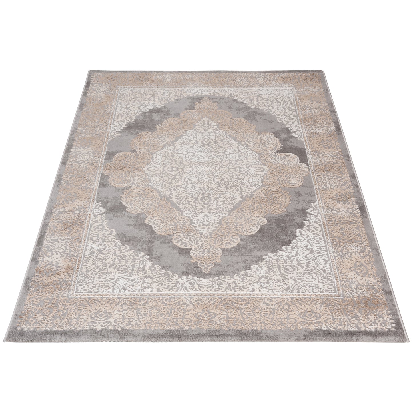 Tapis oriental LEXA 4000 Gris/Beige à médaillon