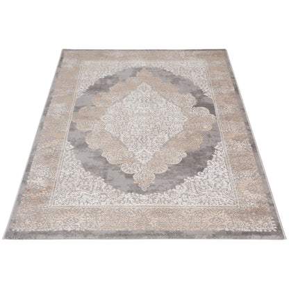 Tapis oriental LEXA 4000 Gris/Beige à médaillon