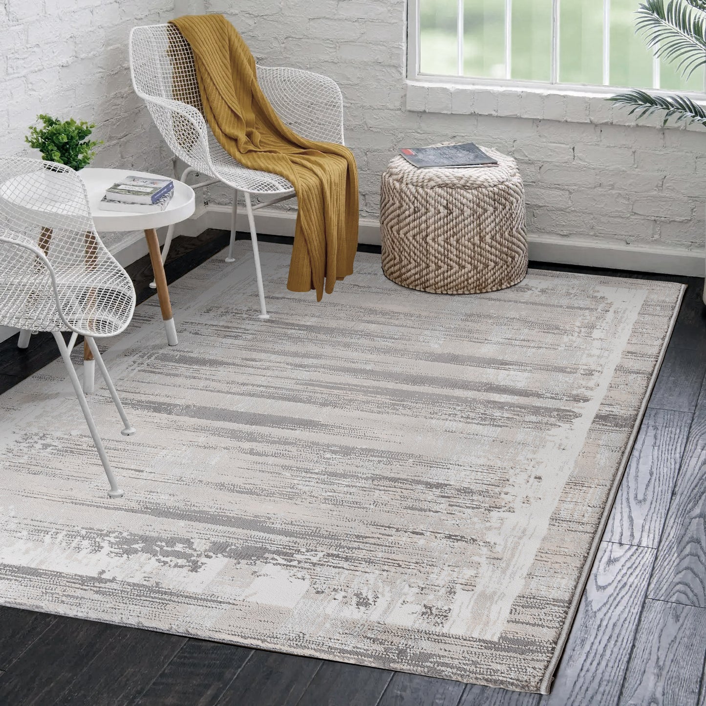 Tapis moderne LEXA 7000 Beige/Gris effet abstrait