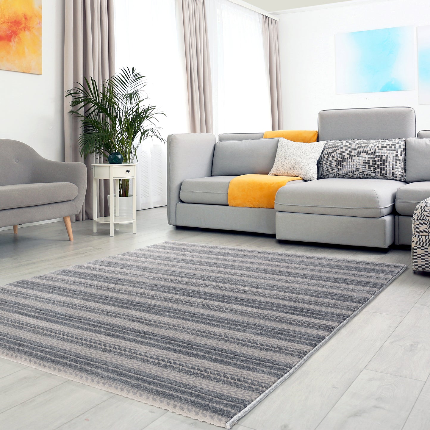 Tapis moderne LUXURY 6400 Gris à rayures