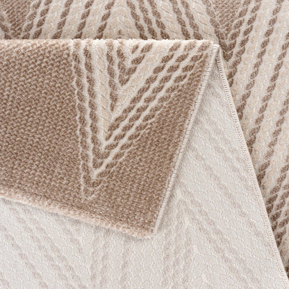 Tapis LUXURY 6500 Beige – Motif chevrons géométriques
